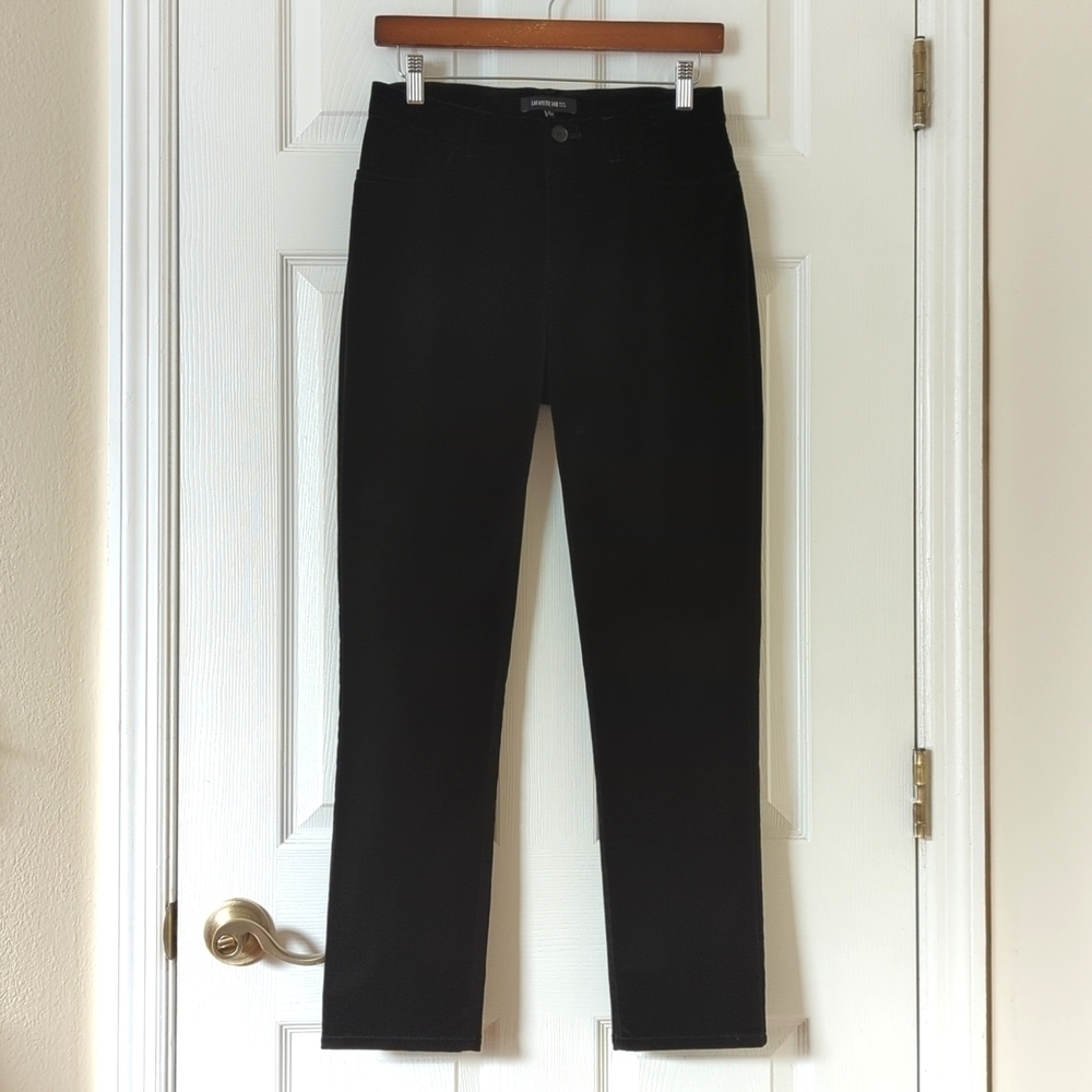 Lafayette 148 Classic Mid Rise Ankle Length Slim Fit Velvet Pants Black 2